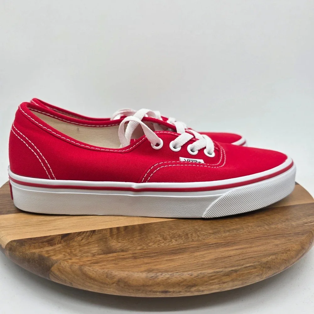 Vans Authentic Red Canvas Low Top Sneakers VN000EE3RED Men's 5 Women's 6.5 New